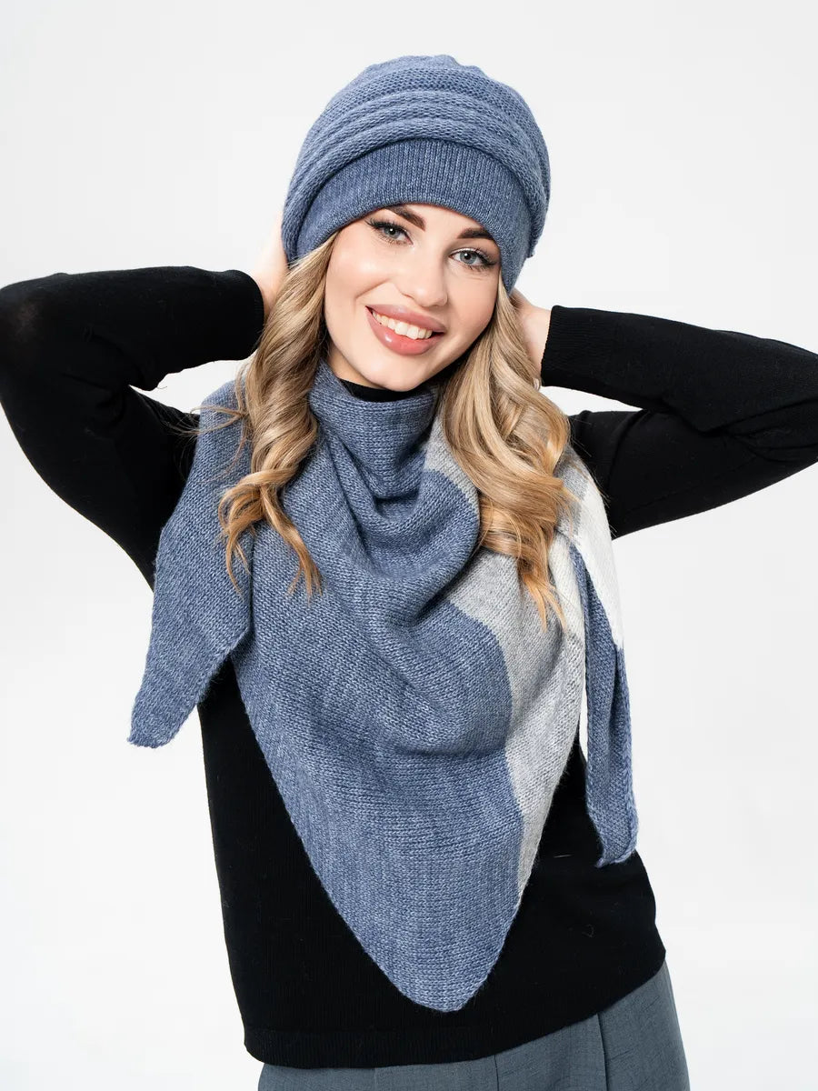 The Cold Open - Wide-Brim Knit Beanie, Blue