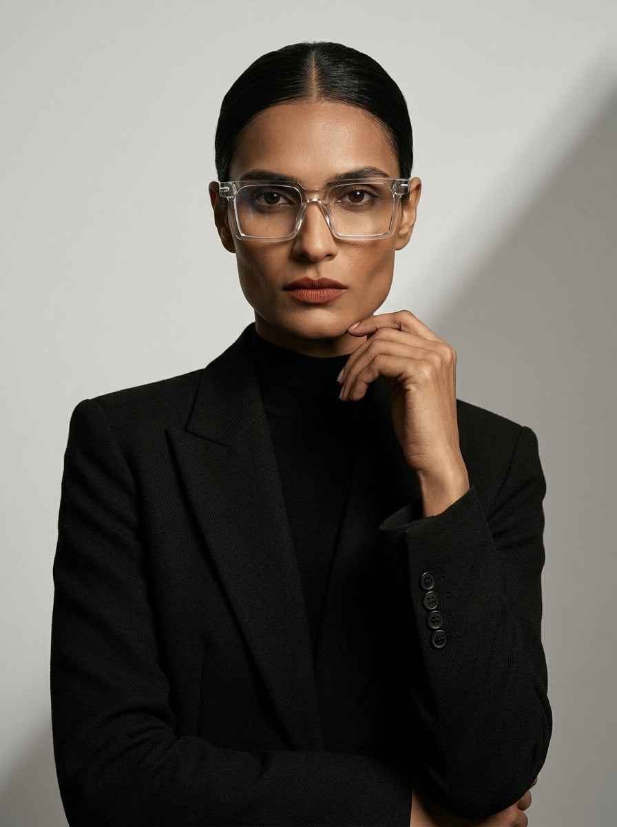 The Facade | Transparent, Blue Light Optical Frames | Square Glasses | TR90 Frame