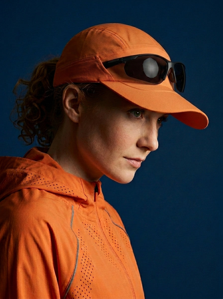The Relay - Orange | UPF50+ Quick-Dry Running Cap with Sunglasses Slots