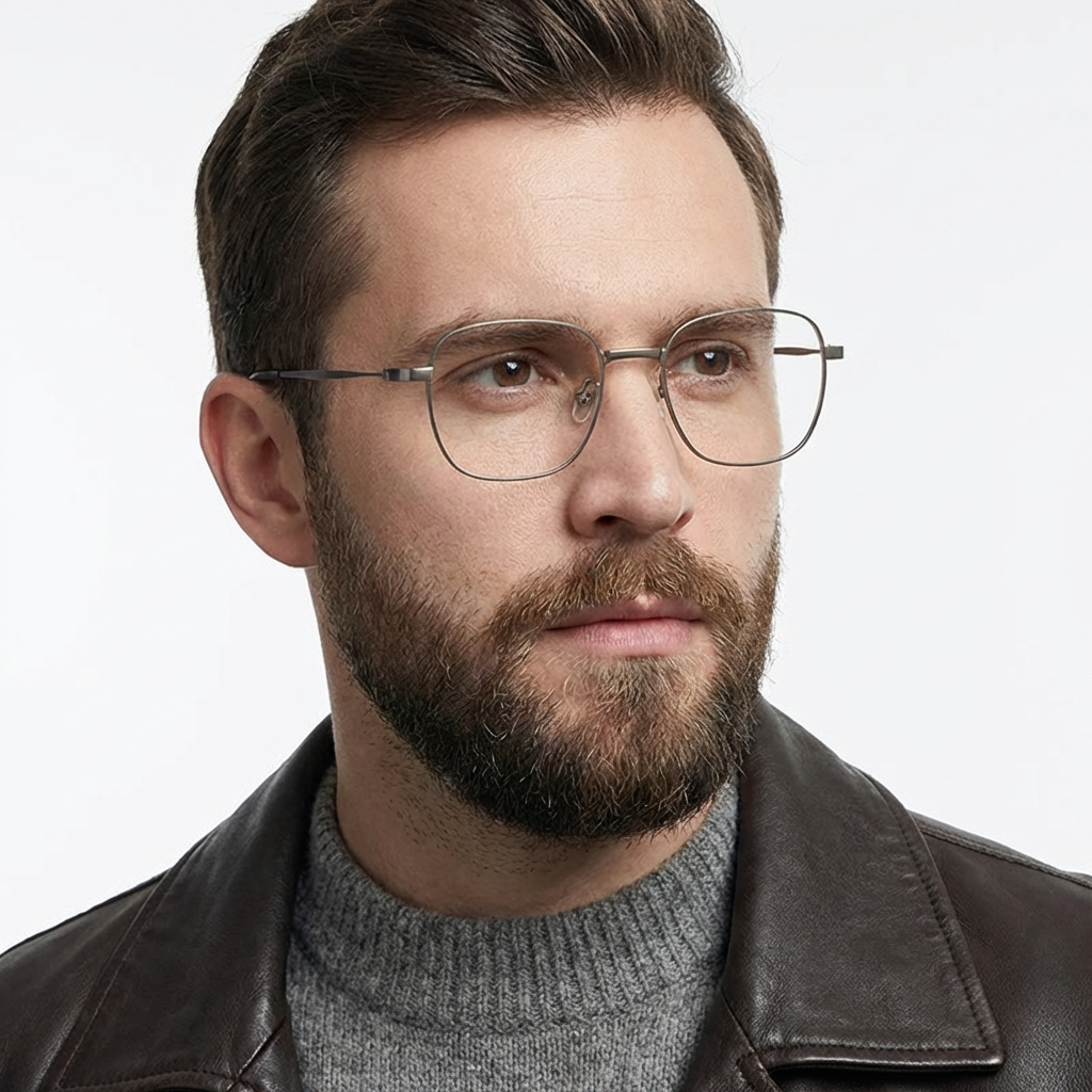 MK Paradigm // Pure Titanium Geometric Navigator Blue Light Eyeglasses