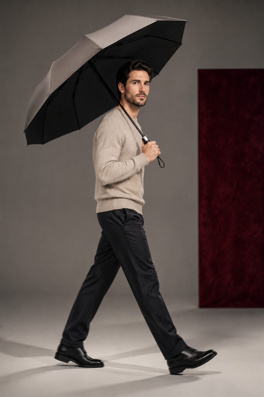 The Commuter - Compact Automatic Business Umbrella, Truffle Gray