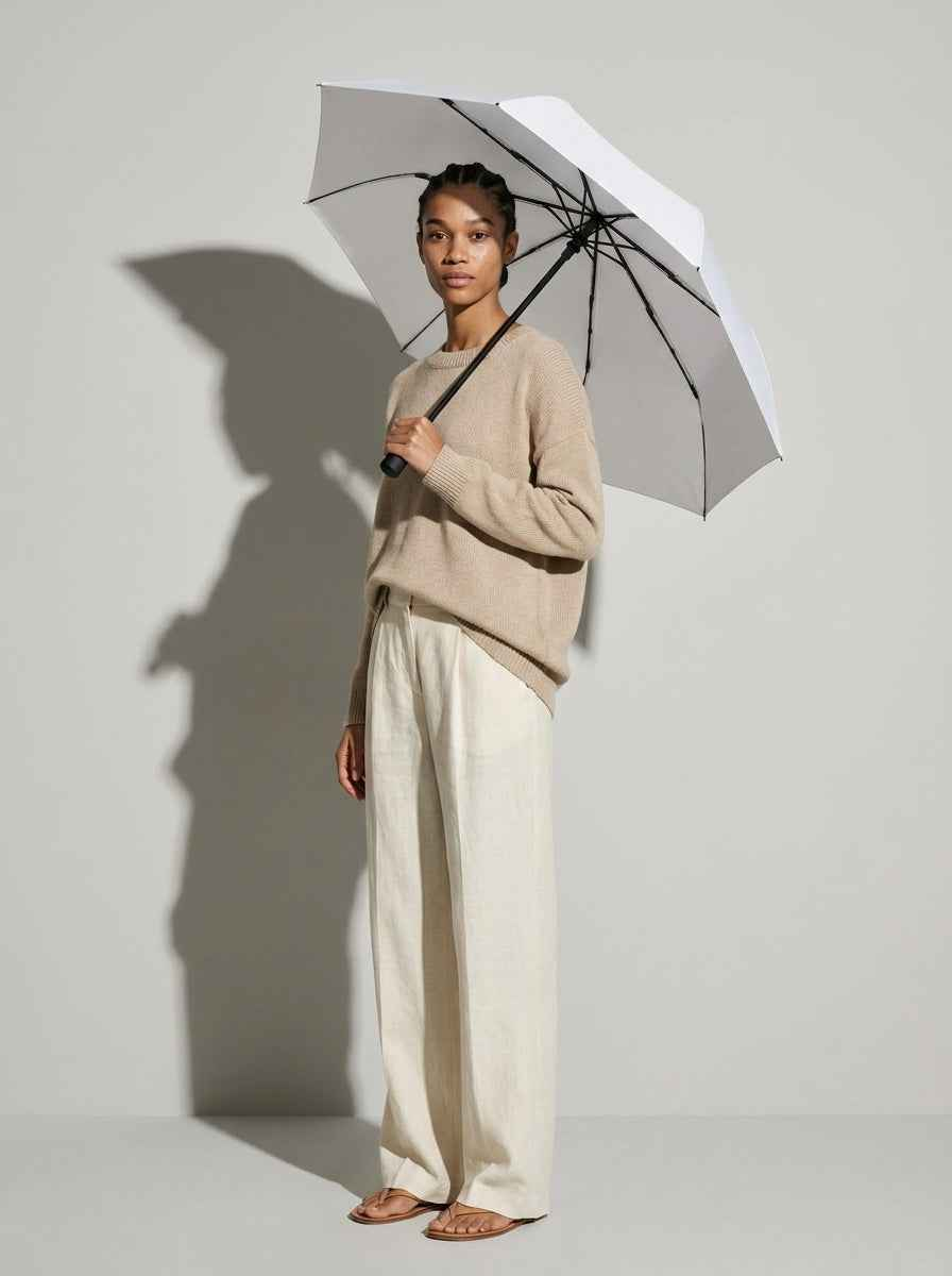 The Canopy - Pearl | Automatic Titanium Silver UV Umbrella UPF50+ Compact Tri-Fold