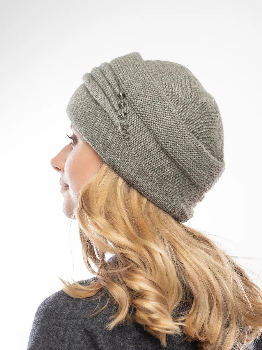 The Cold Open - Wide-Brim Knit Beanie, Olive Green