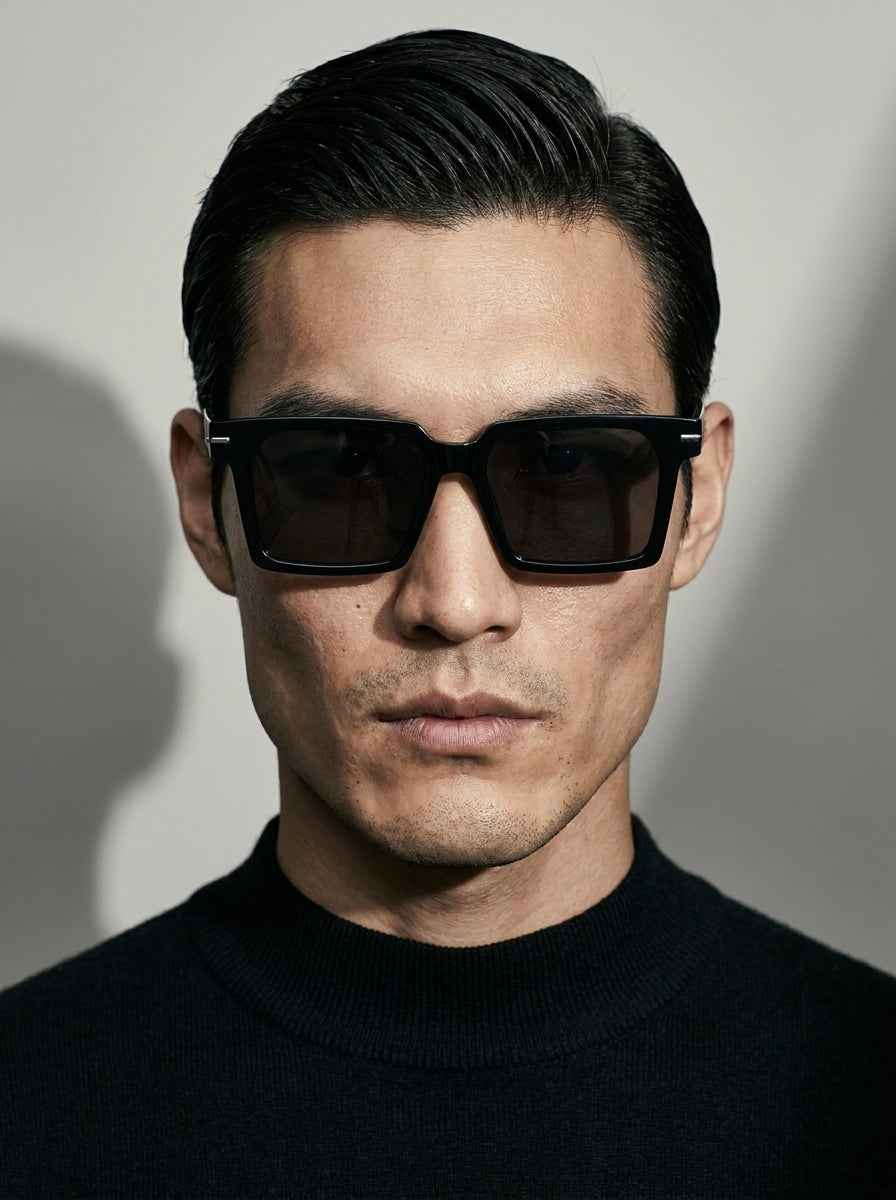 The Facade | Polarized Black | Square Sunglasses | UV400 TAC Polarized Gray Lenses