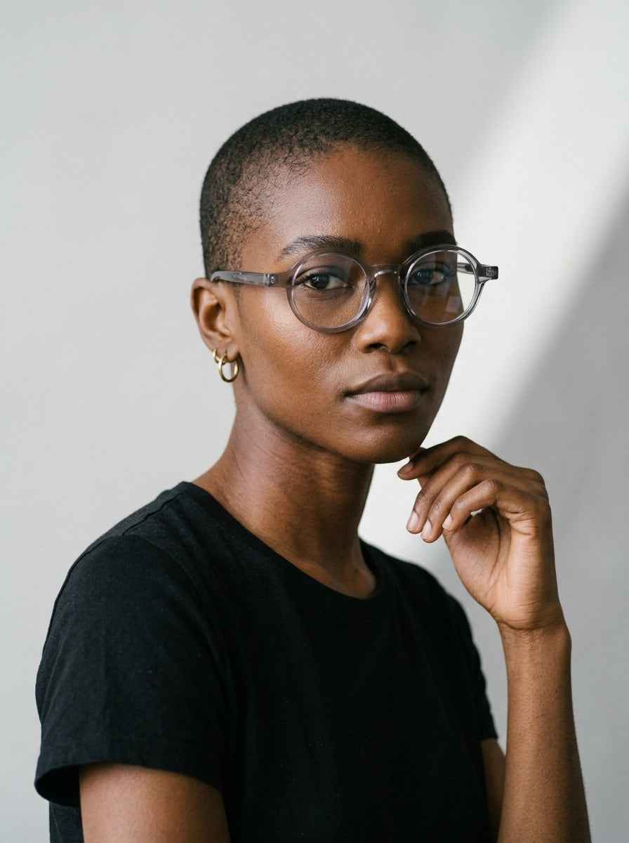 The Index  Transparent Gray | Blue Light Optical Frames | TR90 Round Eyeglasses