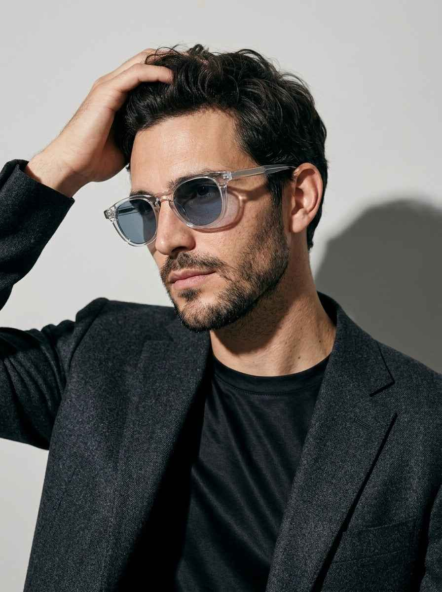 The Archivist Polarized Crystal Blue | Retro Square Sunglasses | UV400 TAC Polarized Blue Lenses