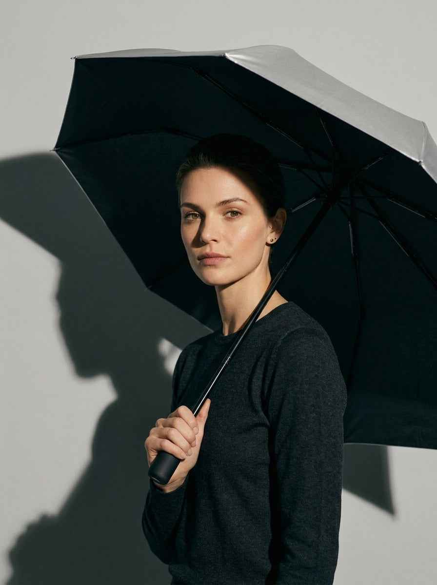 The Canopy - Noir Black | Automatic Titanium Silver UV Umbrella UPF50+ Compact Tri-Fold
