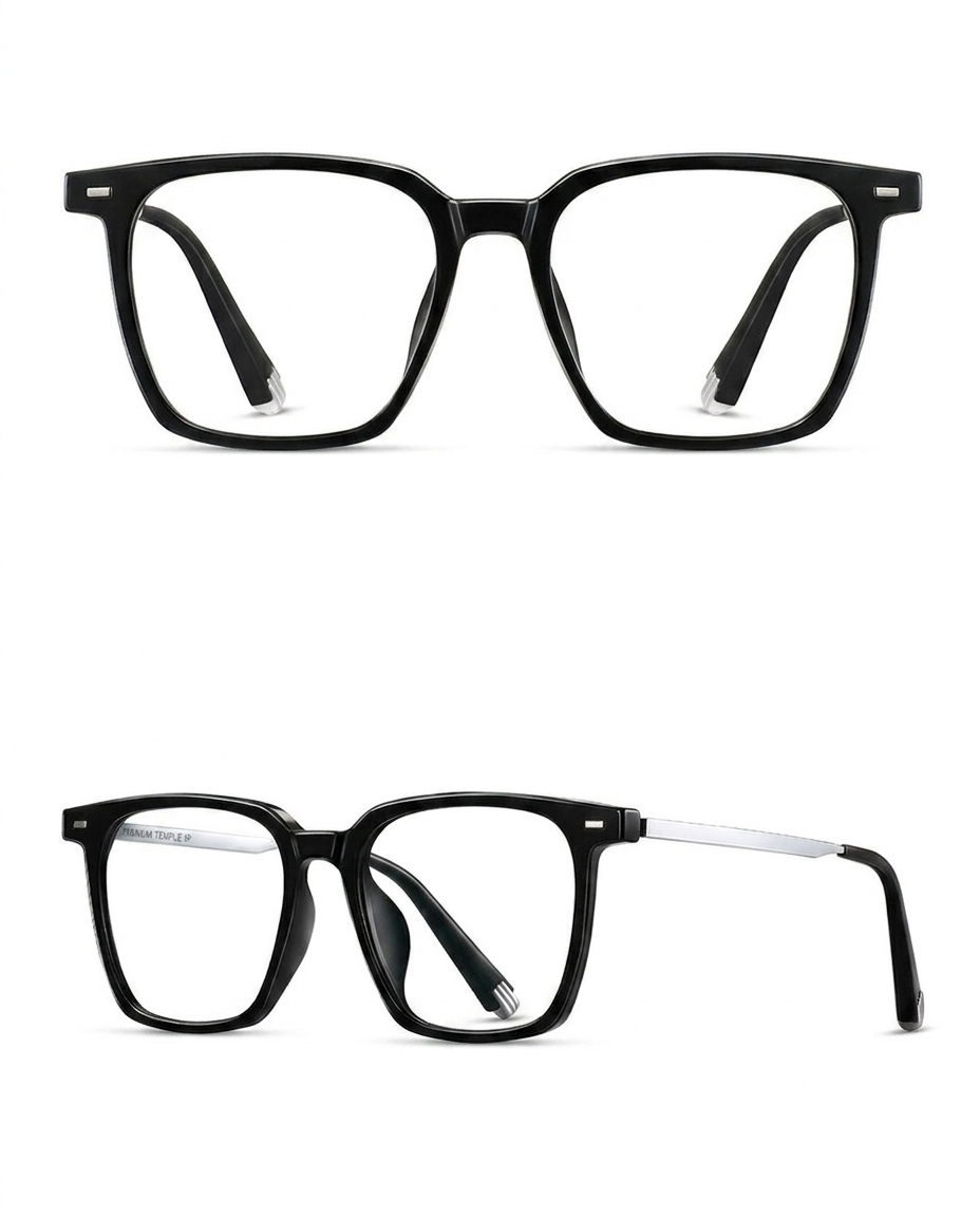 The Intellectual Don: Titanium Geometric Nerd-Style Eyeglasses