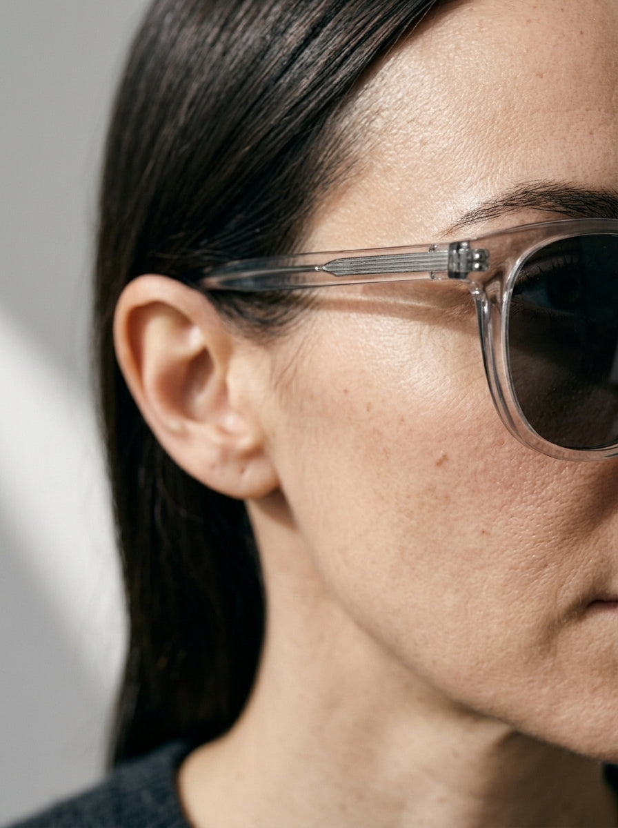 The Archivist Polarized  Transparent Gray | Retro Square Sunglasses | UV400 TAC Polarized Lenses
