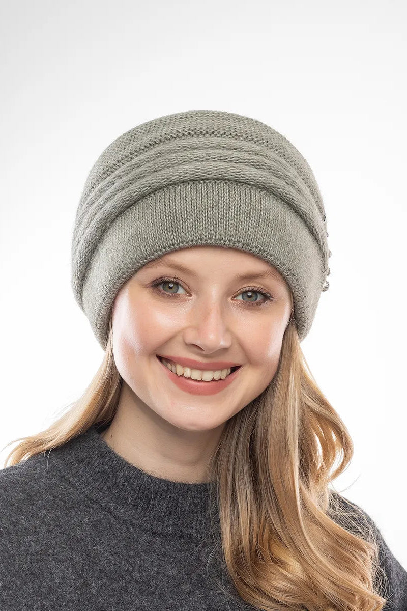 The Cold Open - Wide-Brim Knit Beanie, Olive Green