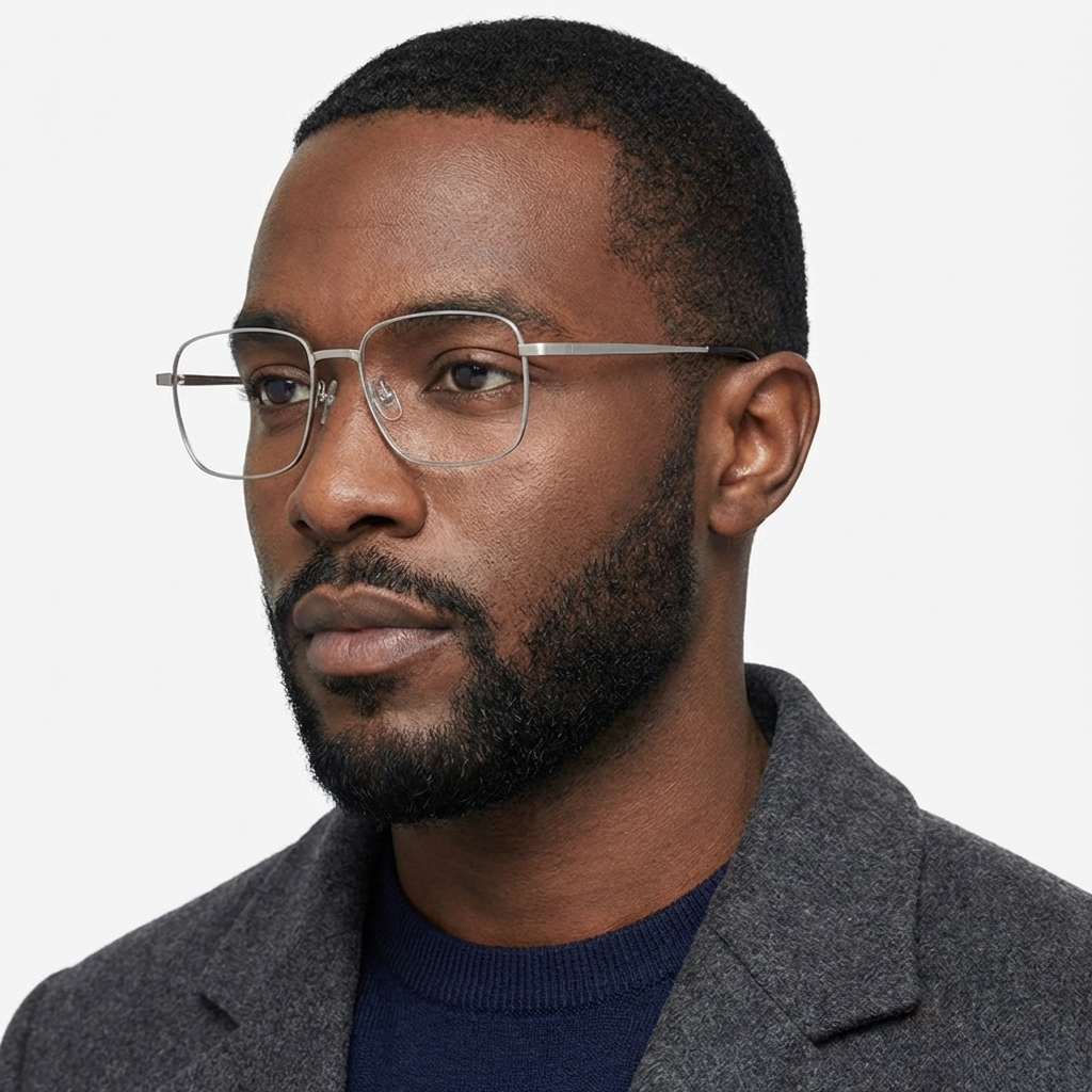 MK Linear // Pure Titanium Wire Square Business Blue Light Eyeglasses