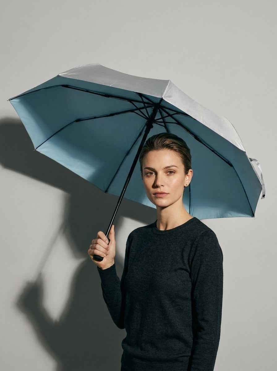 The Canopy - Sky Light Blue | Automatic Titanium Silver UV Umbrella UPF50+ Compact Tri-Fold