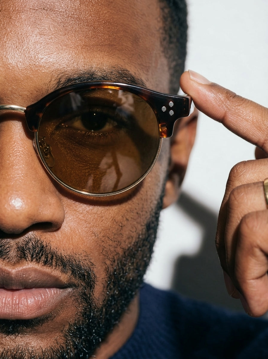 The Vantage - Tortoise with Amber Lens | Round Half-Frame Polarized Sunglasses | UV400 TR90