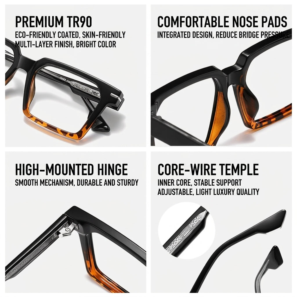 The Facade | Black, Blue Light Optical Frames | Square Glasses | TR90 Frame