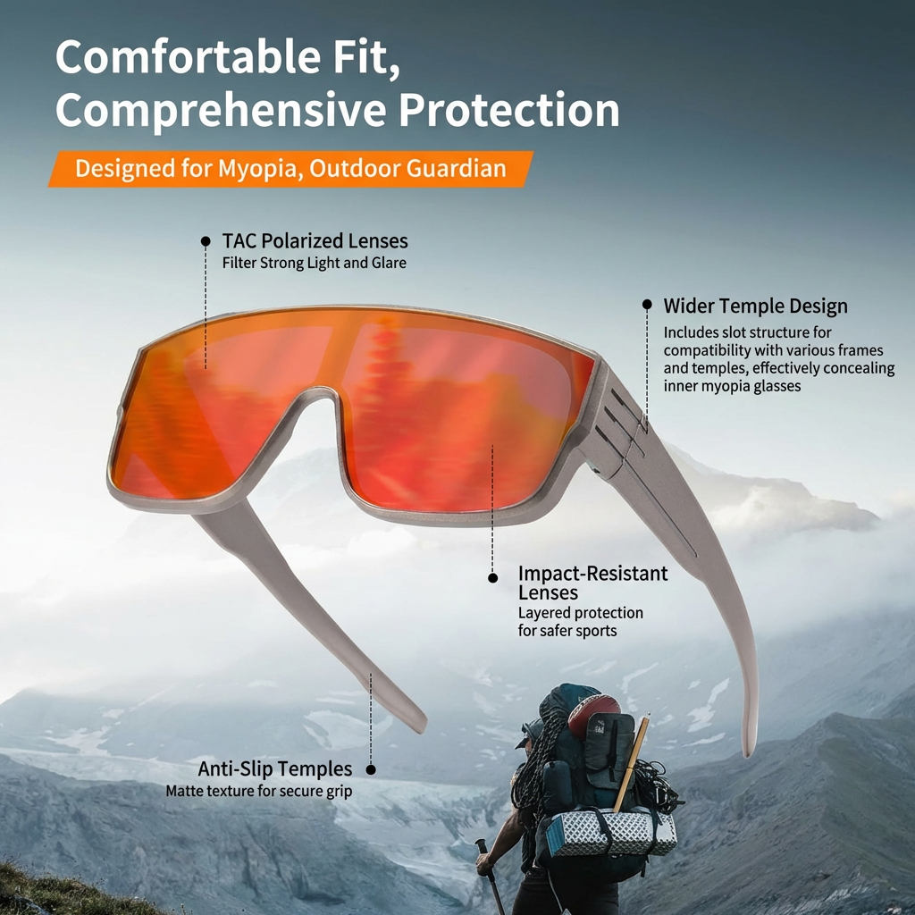55mm Tinted Polarized Fit Over Glasses Sunglasses for Explorers - Cuts Water Glare - Marie Kiro