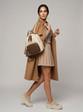 The Duet - Mini Backpack  Caramel & Cream | Two-Tone Vegan Leather Small Backpack Purse
