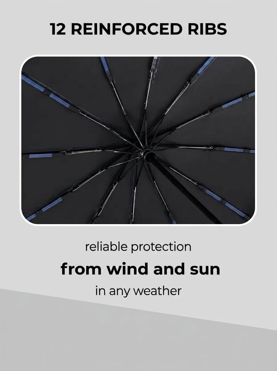 The Bastion - Blue Compact UPF50+ Automatic Windproof Travel Umbrella
