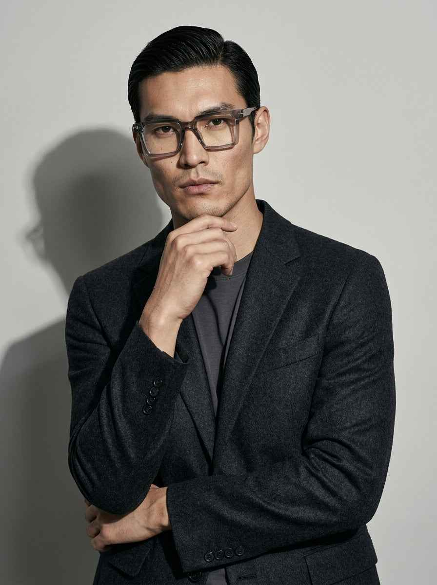 The Facade | Transparent Gray, Blue Light Optical Frames | Square Glasses | TR90 Frame