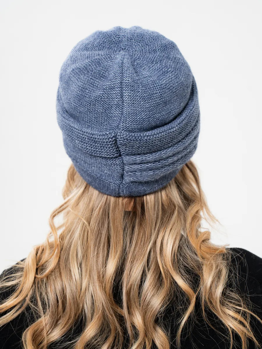 The Cold Open - Wide-Brim Knit Beanie, Blue