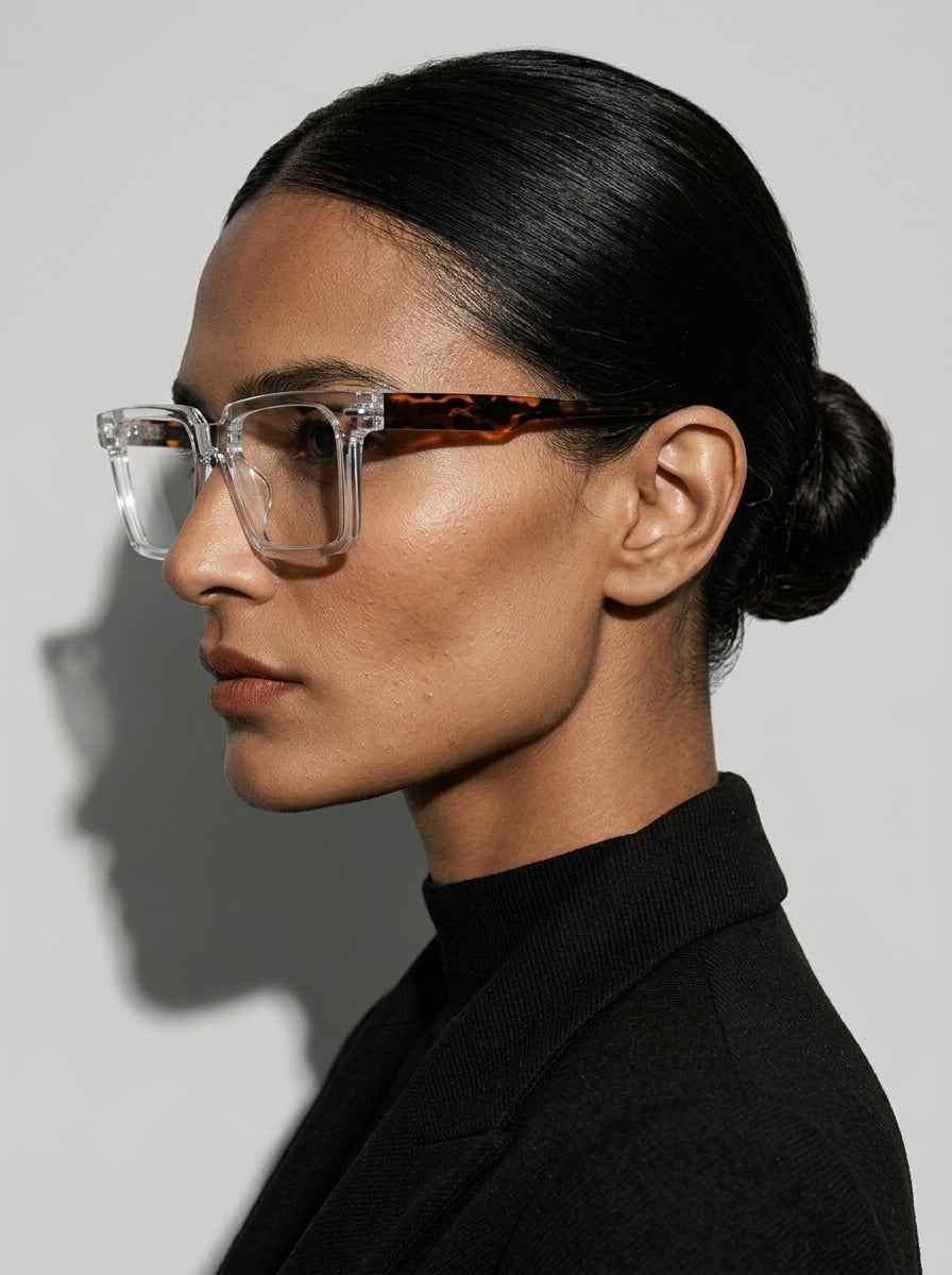 The Facade | Transparent, Blue Light Optical Frames | Square Glasses | TR90 Frame