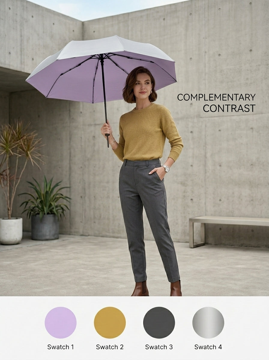 Compact Automatic Umbrella UPF50+ UV Sun & Rain, Tri-Fold — The Canopy, Iris Purple
