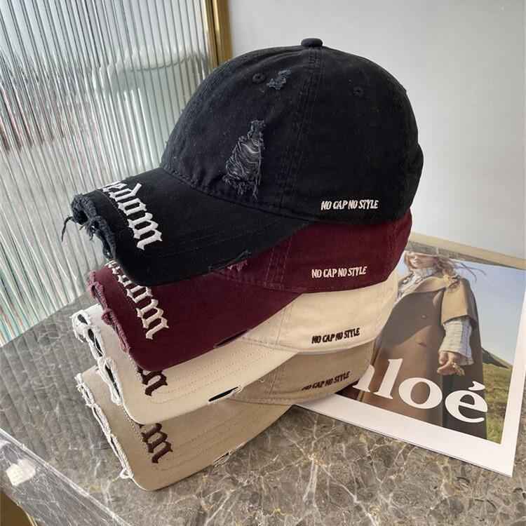 Marie Kiro Freedom Distressed Denim Baseball Cap - Vintage Embroidery Dad Hat - Adjustable Unisex Cotton Cap