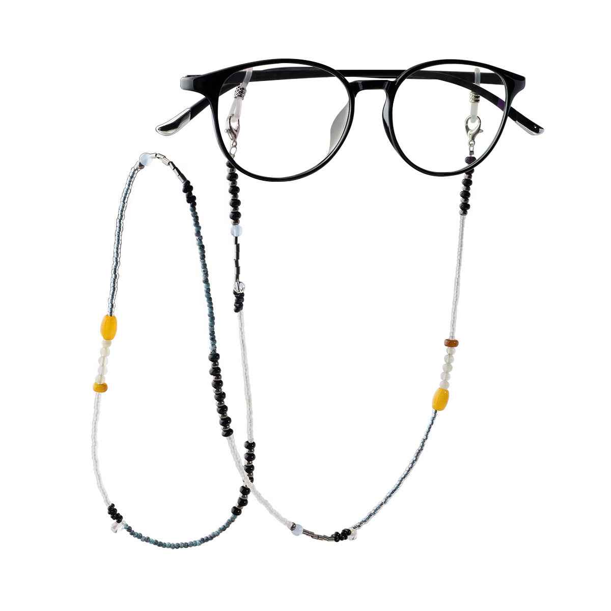 Marie Kiro: Azure Anchor - Handmade Beaded Eyeglass Chain  Premium Glass, Jade & Glazed Accents