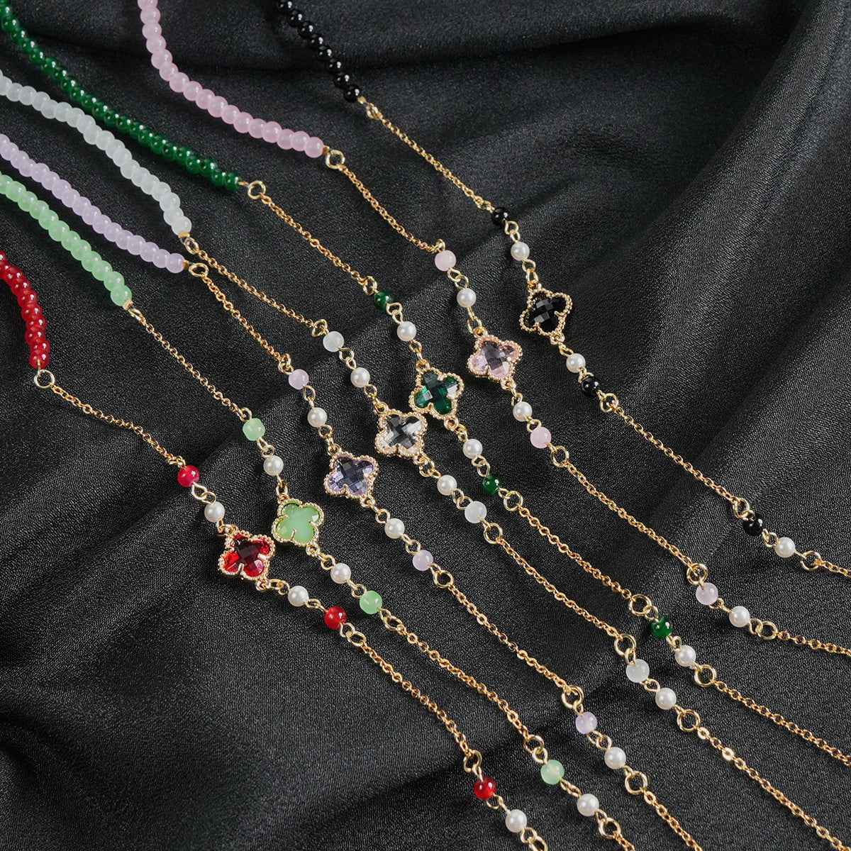 Marie Kiro: Retro Beaded Eyeglass Chain Titanium Steel Non-Slip Neck Strap with Chalcedony Accents