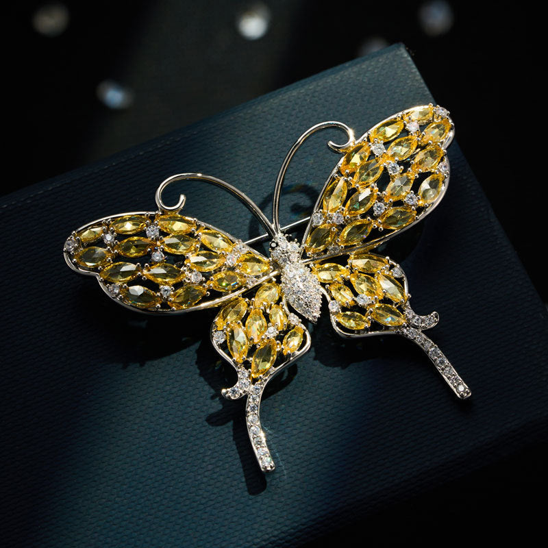 MK-Butterfly Brooch Copper Alloy Zircon Openwork Design Luxury Pin
