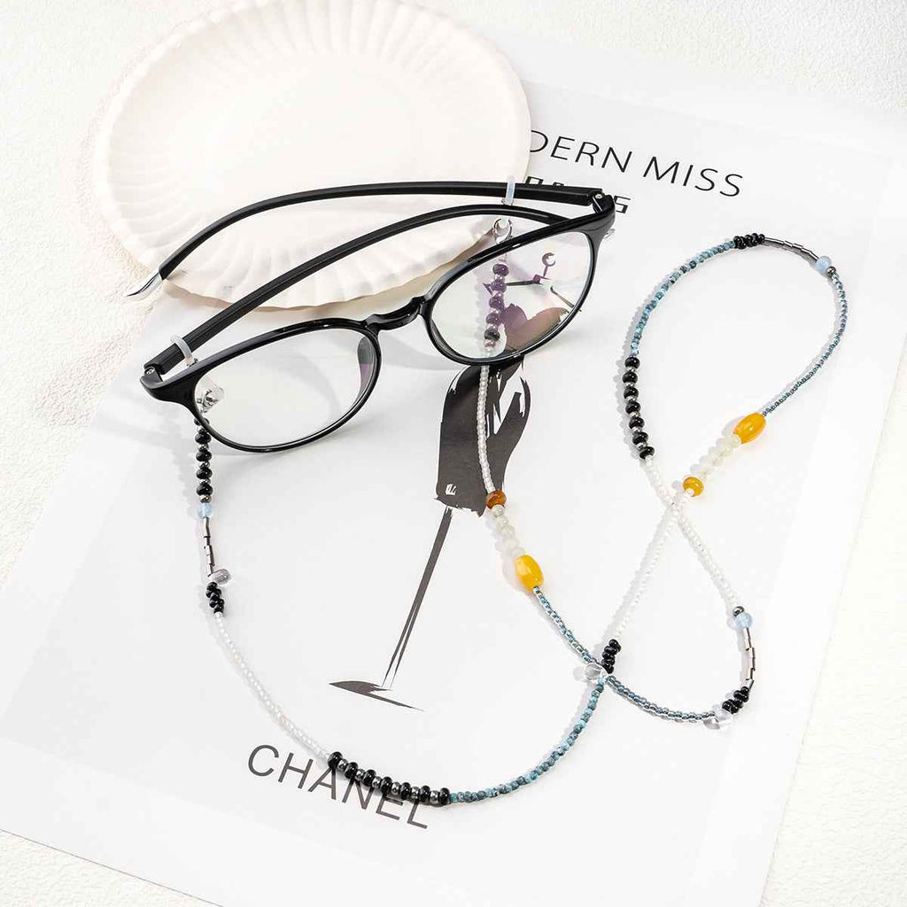 Marie Kiro: Azure Anchor - Handmade Beaded Eyeglass Chain  Premium Glass, Jade & Glazed Accents