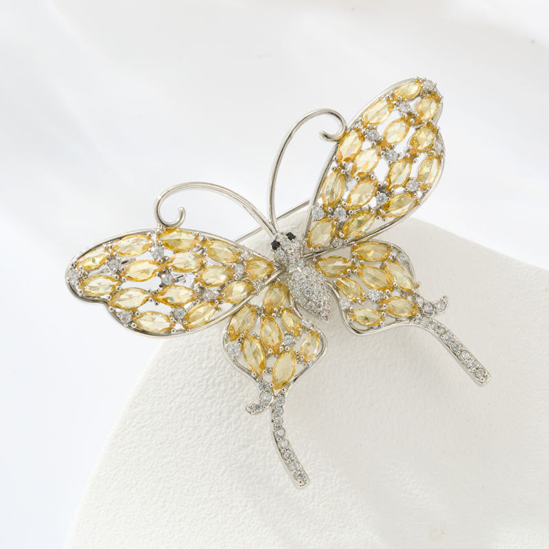 MK-Butterfly Brooch Copper Alloy Zircon Openwork Design Luxury Pin