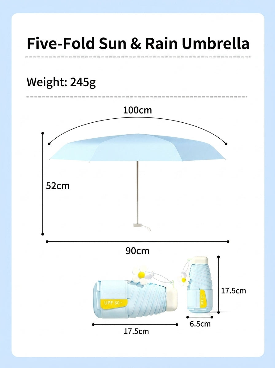The Pocket Arc  Ultra-Compact UPF 50+ Sun & Rain Umbrella | Blue