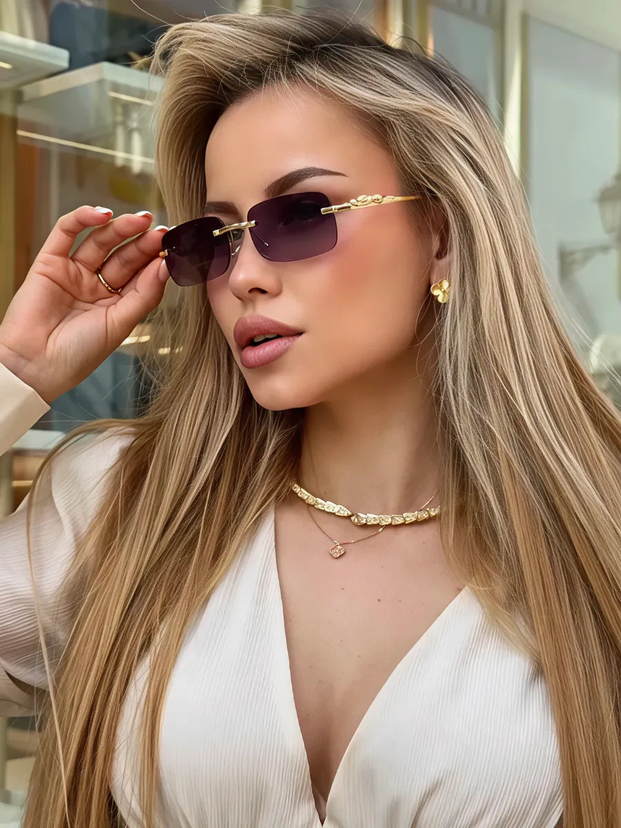 Rimless Panther Detail Sunglasses | UV400 Protection