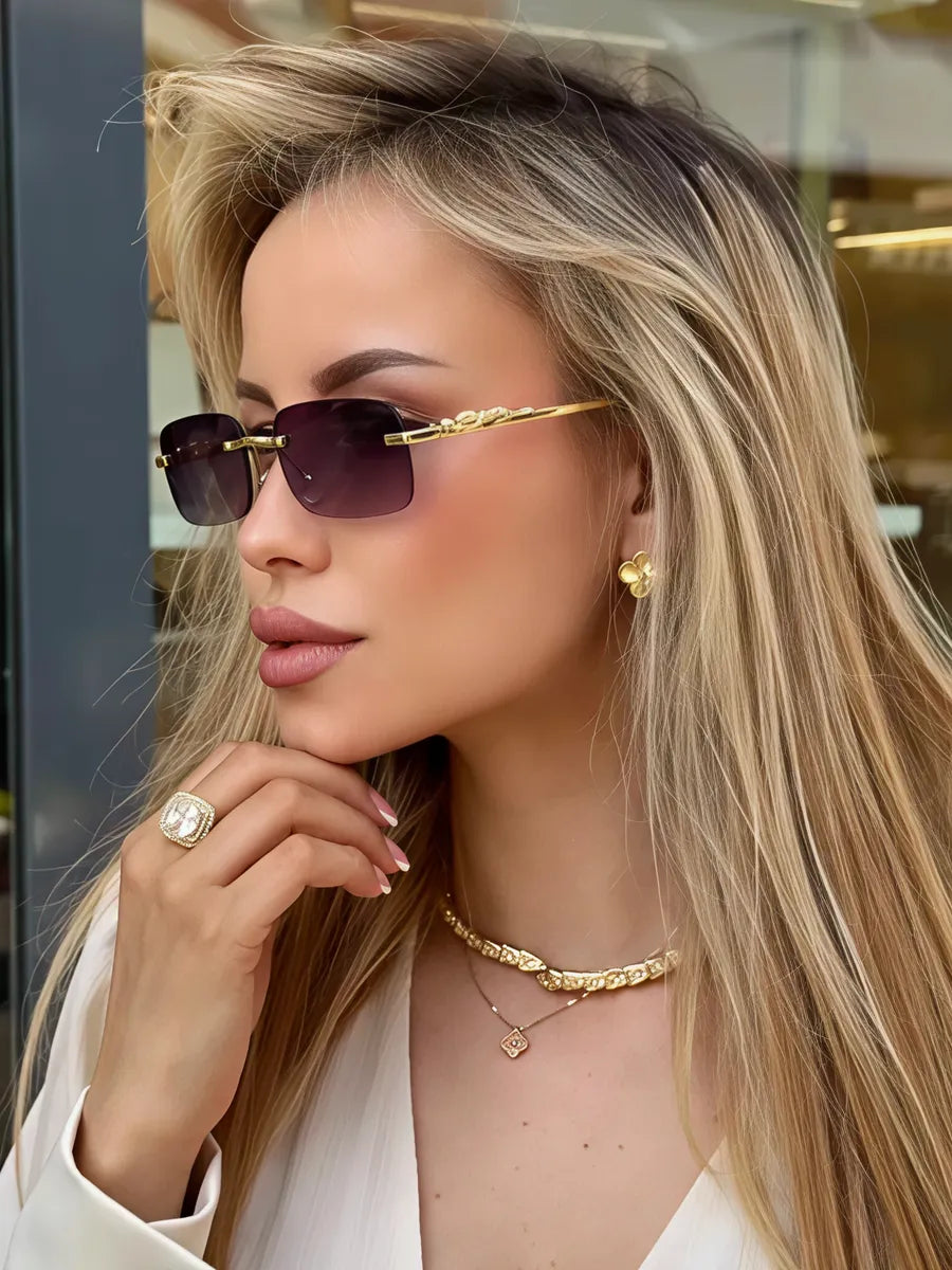 Rimless Panther Detail Sunglasses | UV400 Protection