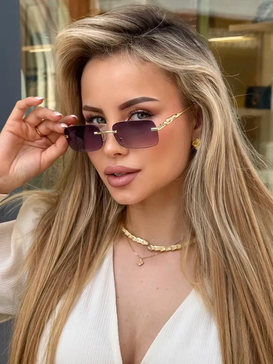 Rimless Panther Detail Sunglasses | UV400 Protection