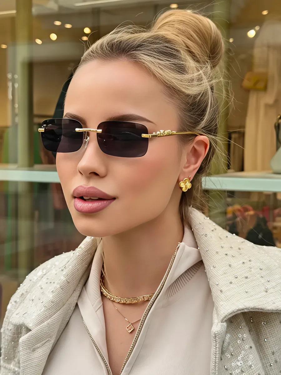 Rimless Panther Detail Sunglasses | UV400 Protection