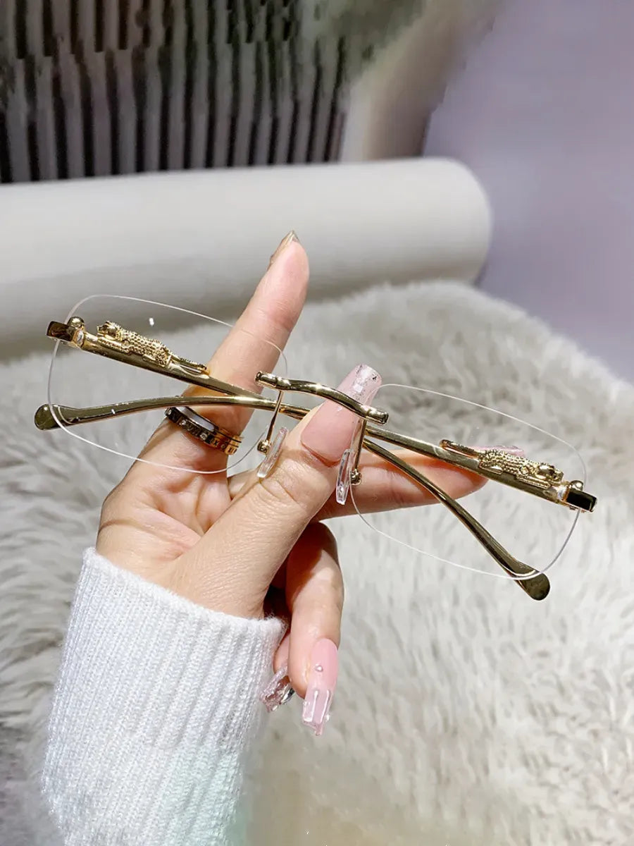 Rimless Panther Detail Sunglasses | UV400 Protection