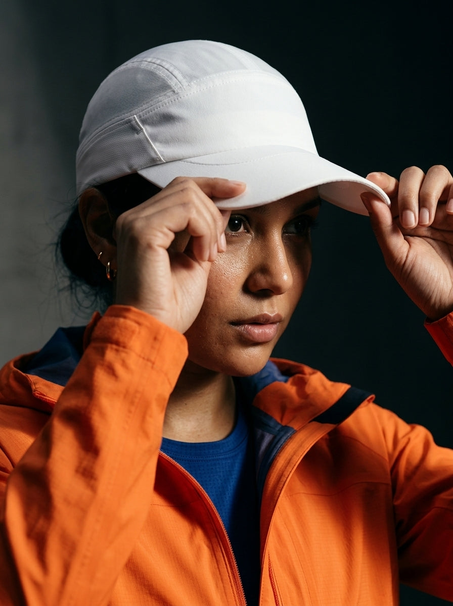 The Relay - White | UPF50+ Quick-Dry Running Cap with Sunglasses Slots