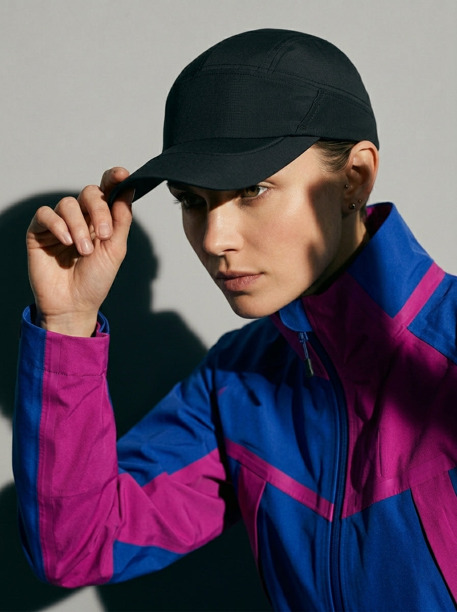 The Relay - Black | UPF50+ Quick-Dry Running Cap with Sunglasses Slots