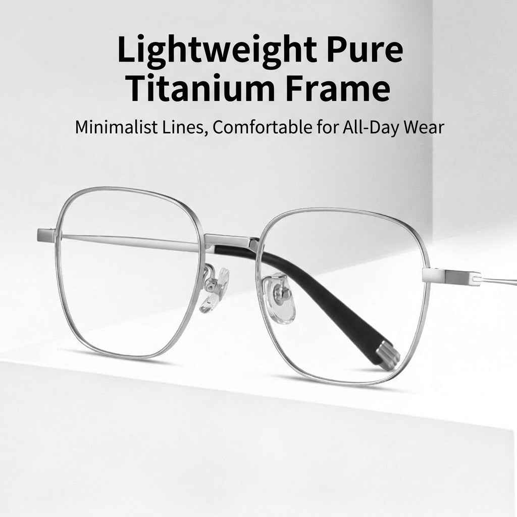 MK Paradigm // Pure Titanium Geometric Navigator Blue Light Eyeglasses