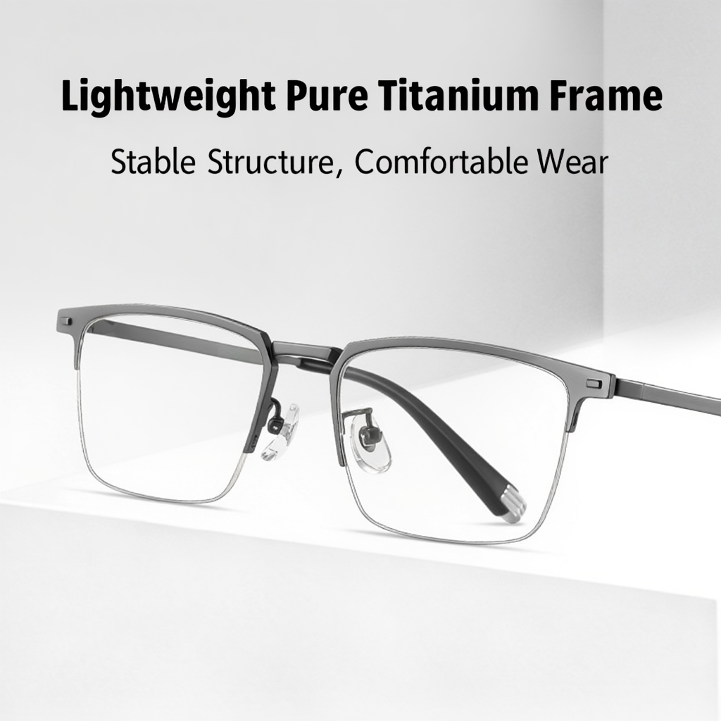 MK Element // Pure Titanium Half-Rim Engineering Blue Light Eyeglasses