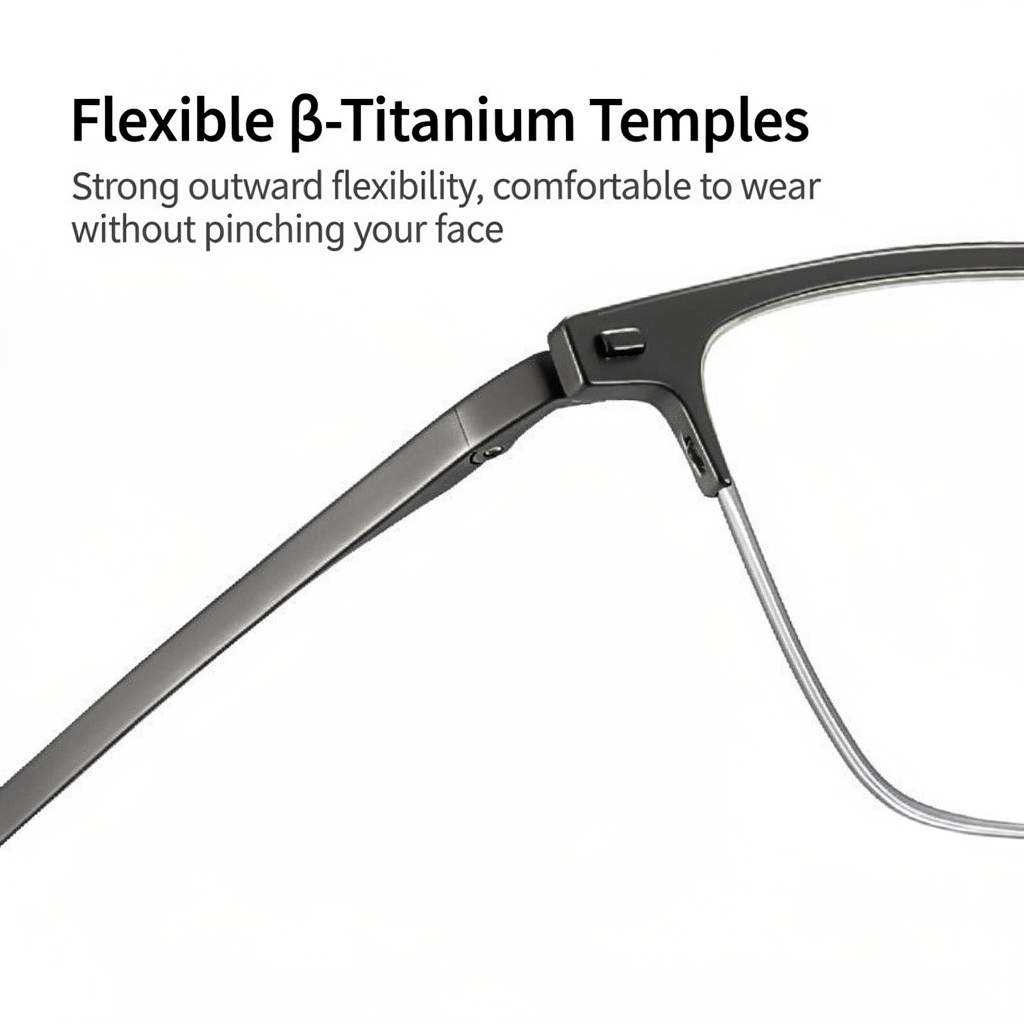 MK Element // Pure Titanium Half-Rim Engineering Blue Light Eyeglasses