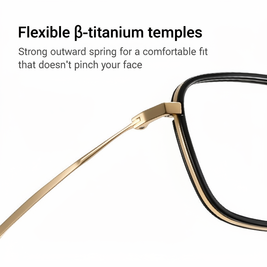 Pure Titanium Eyeglass Frames - Blue Light Filtering - Prescription Ready Geometric Design