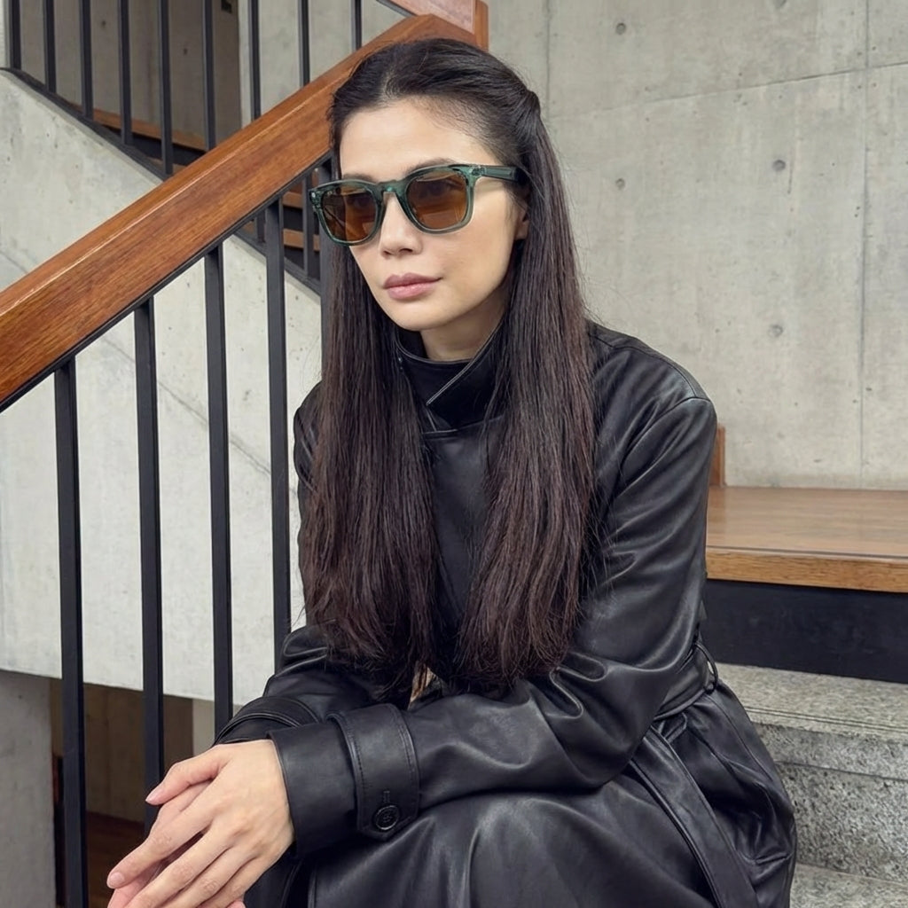 High Contrast Round Frame Metal TR90 Hybrid Sunglasses - UV400 Protection, Glossy Black, Unisex, MK Meridian