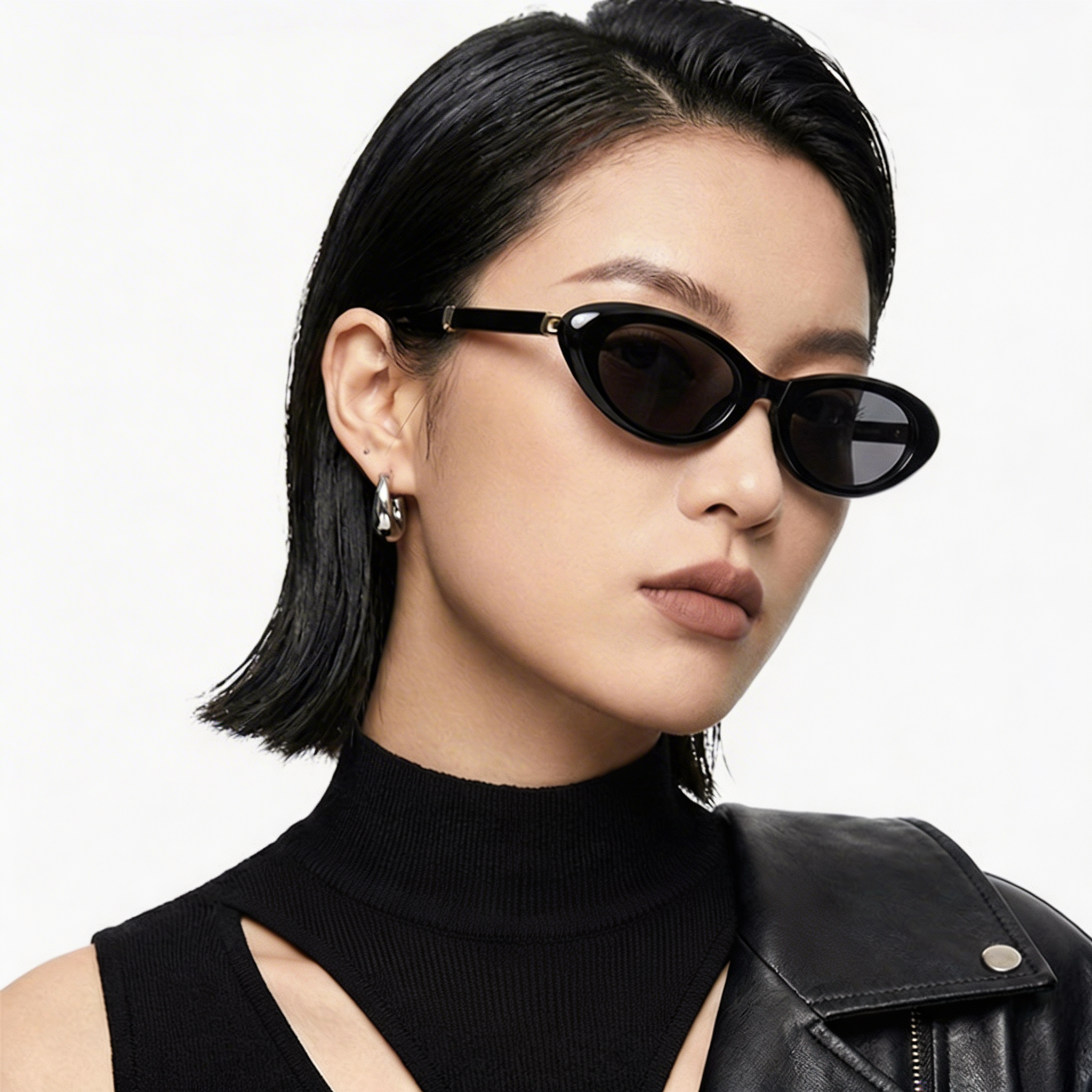 Foldable Polarized Cat Eye Sunglasses Women UV400 Protection  Lightweight TR Frame, 1-Second Fold & Store, Fashion Street Style for Driving Fishing Outdoor, MK-Cateye