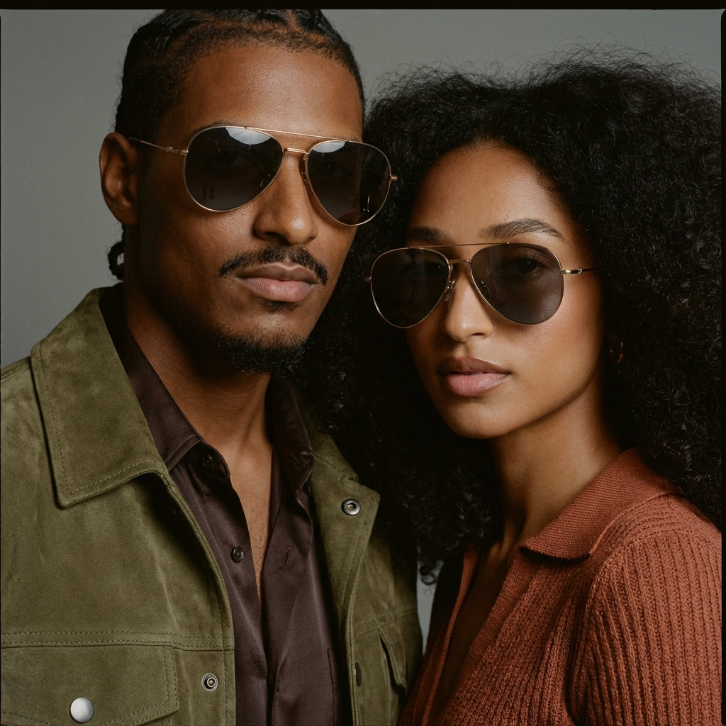 MK Titan Pure Titanium Aviator Sunglasses - UV400, Oversized Frame, High-Contrast Tempered Glass, Unisex