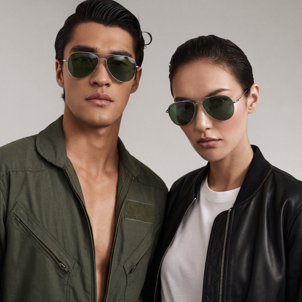 MK Titan Pure Titanium Aviator Sunglasses - UV400, Oversized Frame, High-Contrast Tempered Glass, Unisex