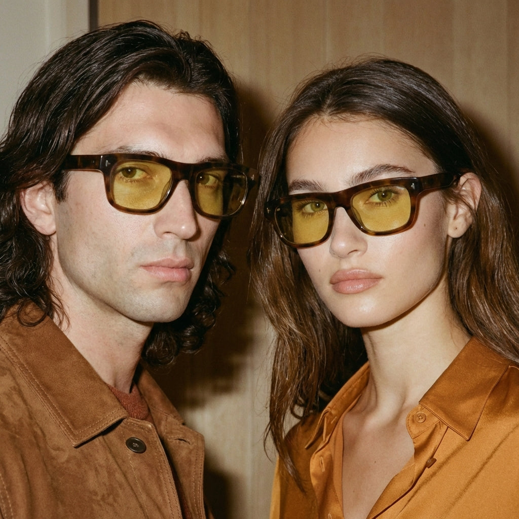 MK Vista Polarized Square Sunglasses - Amber Lens, UV400 Protection, Acetate Frame, Unisex