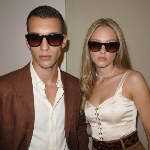 MK Meridian High Contrast Round Sunglasses - UV400 Protection, Metal TR90 Hybrid Frame, Unisex, Glossy Black