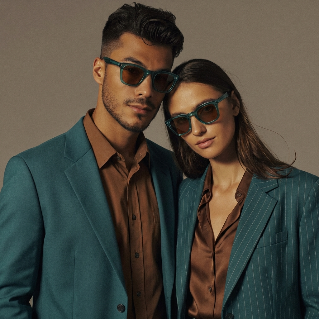 MK Meridian High Contrast Round Sunglasses - UV400 Protection, Metal TR90 Hybrid Frame, Unisex, Glossy Black